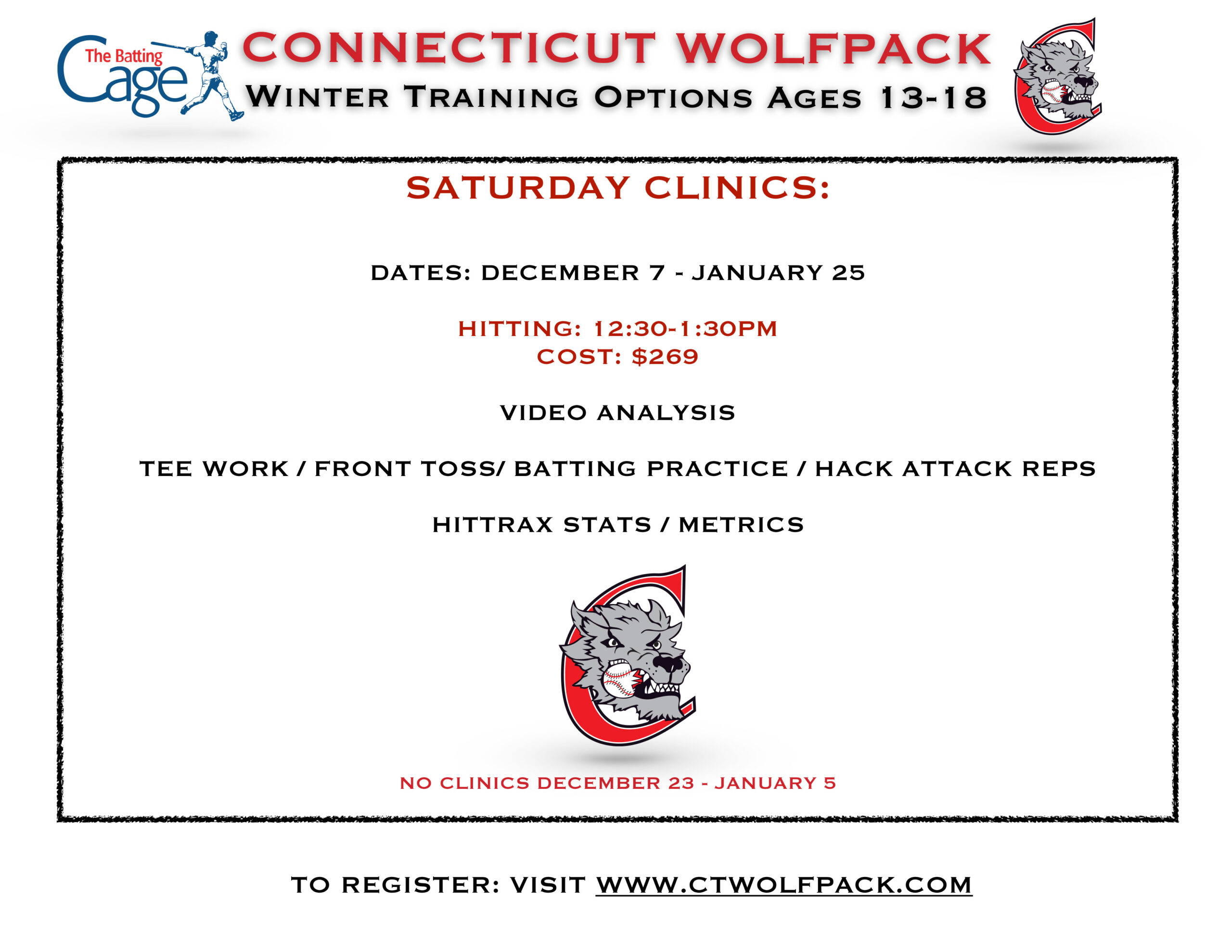 2025 WINTER TRAINING 13U-18U-Saturday Clinics